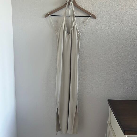 Old Navy RIbbed Halter V Neck in Wishbone Side Slits Midi Small - Picture 1 of 9